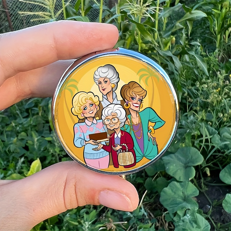 

Chic Golden Girls 3-compartment Pill Organizer - Compact & Secure Medicine Storage Case For Purse Or Pocket, Decorative Design - 1pc