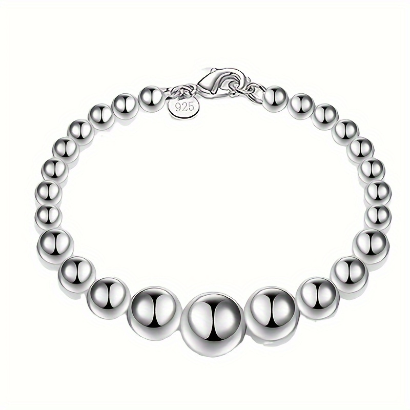 

Vintage Elegant 925 Sterling Silver Matte Bead Bracelet For Women, Simple Round Handcrafted Bead Design, Daily Wear, Valentine's Day Gift - All Season Compatible