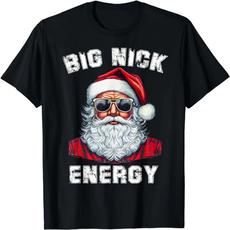 

2023men's Summer Big Energy Funny Santa Christmas Printed Casual T-shirt04195