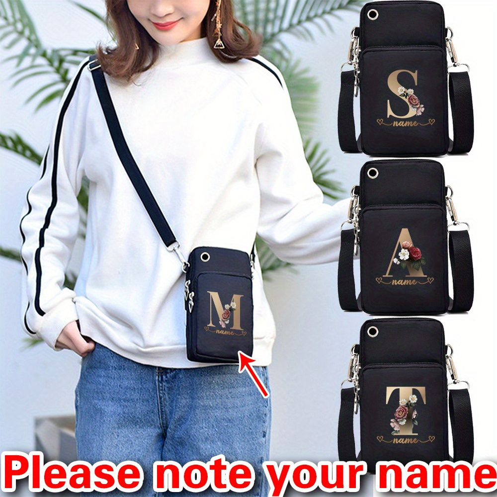 

Customizable Waterproof Nylon Crossbody And Arm Phone Bag With - Personalized Sports And For Iphone And Samsung - Black