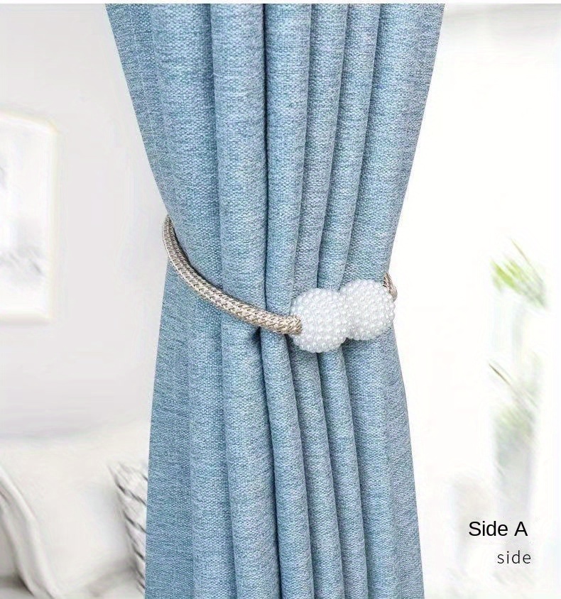 2pcs elegant magnetic curtain ties with   pearls   bedroom living room decor details 3