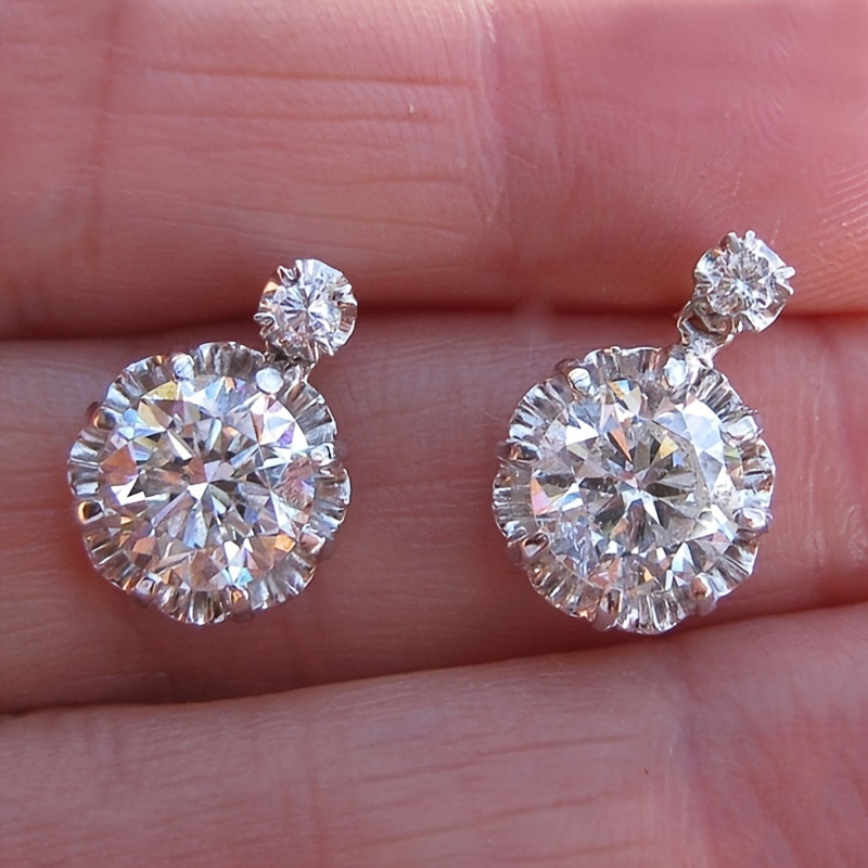 E-shop Modische Zirkonia-Blumenohrringe mit Einfassung für Damen, , Freizeit, Partys, Urlaub, schicke Blumenohrringe, Schmuck, Valentinstagsgeschenke