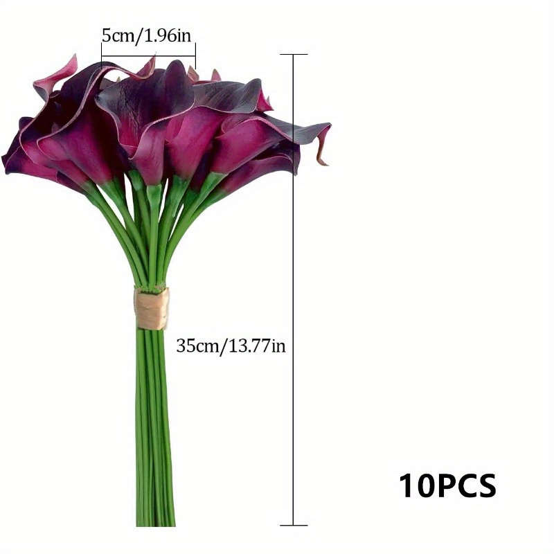 10pcs Lifelike Artificial Calla Lily Fake Bouquet – Real Touch Fake Flowers For Wedding, Party, And Home Decor