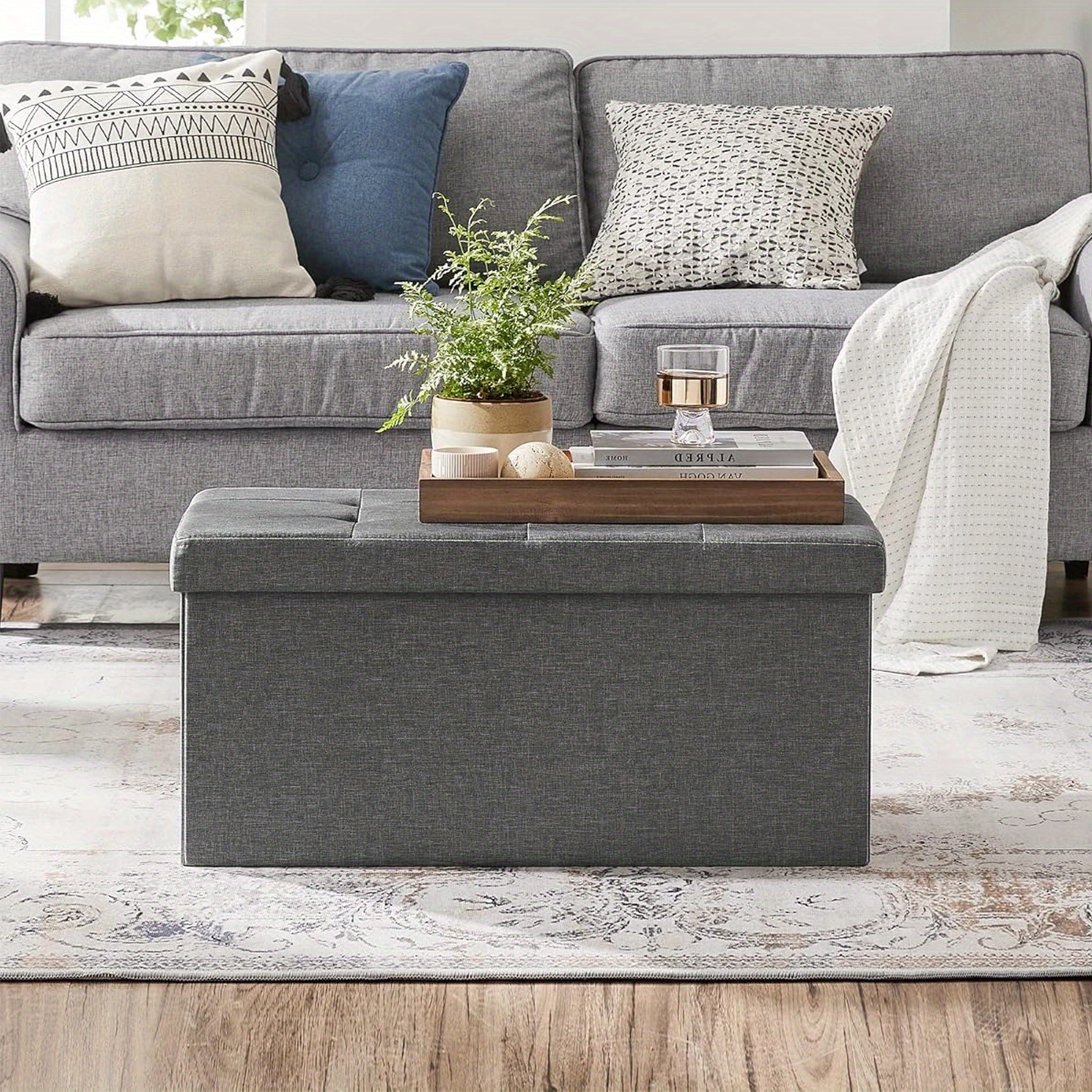 80l large capacity foldable storage stool is suitable for storage footstool in living room   and bedroom