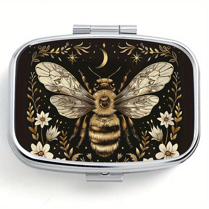 

Bee Pill Organizer - 2-compartment Portable Box For & , - Metal For , Vitamins, Jewelry - Moisture-, Unique