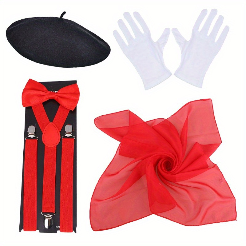 

1set Pesenar - Outfit , Striped , , , And Gloves - Polyester Halloween Set