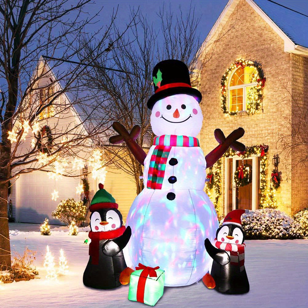 

6ft Inflatable Snowman & Rotating Led Lights, Polyester Christmas Decorations, For & Use, Us Compatible, 110v-240v