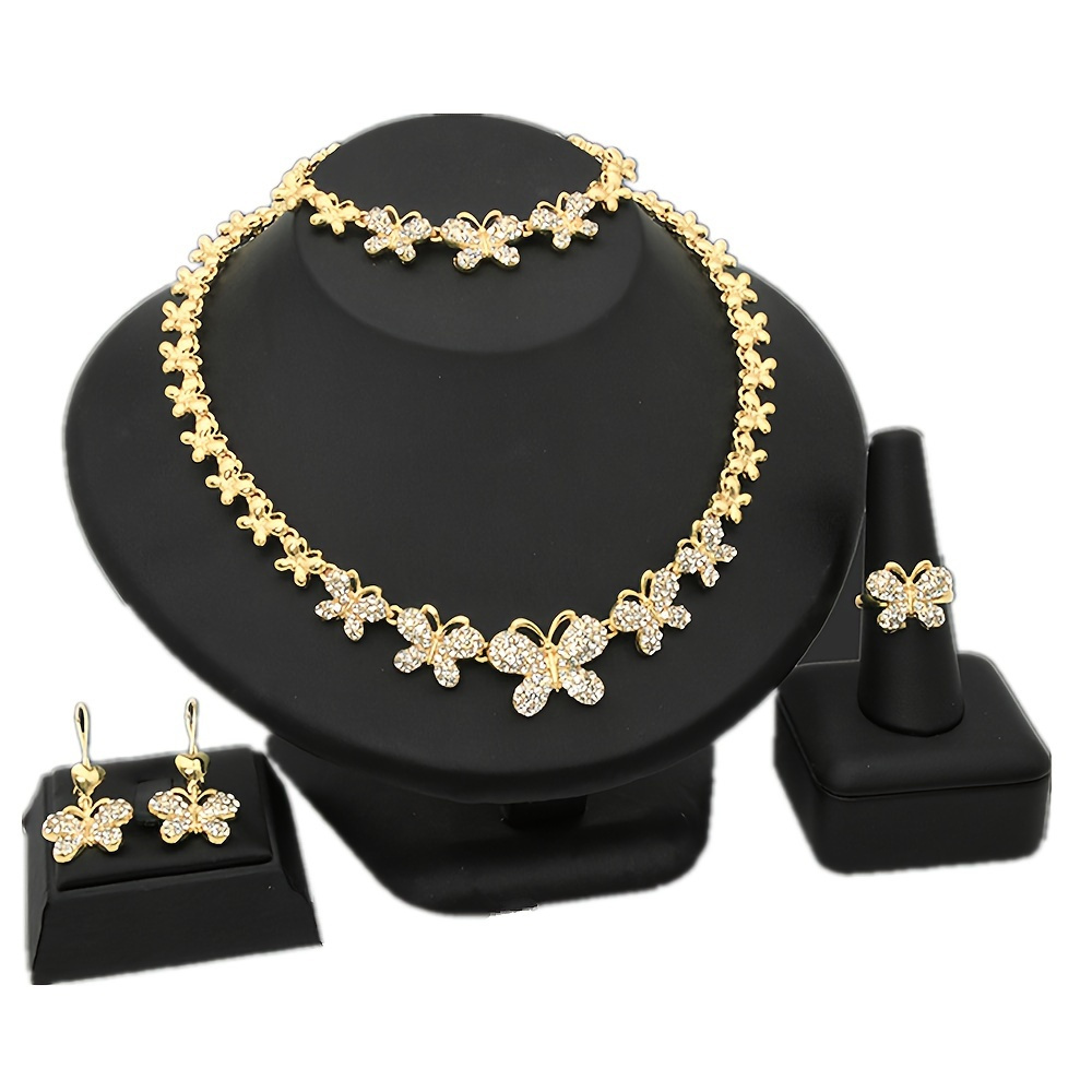 

Butterfly Jewelry Set For Girls, Necklace Bracelets And Earrings, Banquet Party Jewelry Gifts