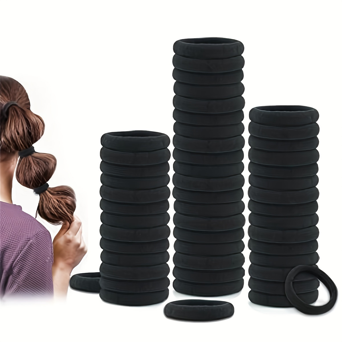 50pcs black elastic hair bands easy hair additions   for gift