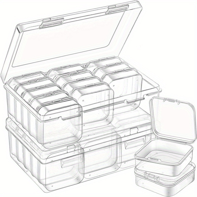 TEMU 30pcs Transparent Dustproof Jewelry Box, Rice Bead Plastic Box, Portable Multifunctional Jewelry Desktop Storage Box