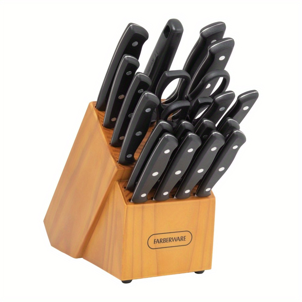 

Stamped 20 Piece Triple Rivet Stainless Steel Kitchen Knife Set With Block Black