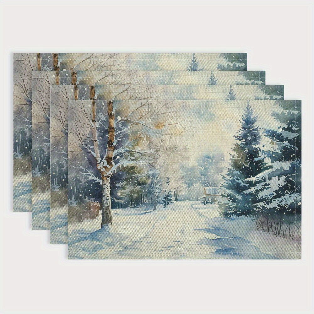 

4pcs Winter Placemats Set - Home, Restaurant & Holiday Parties Decor