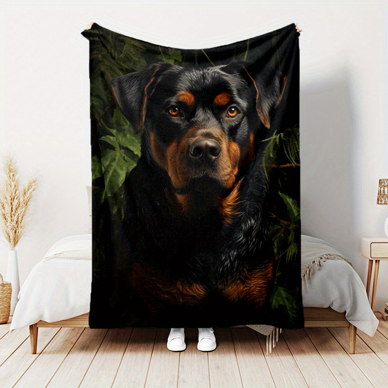 

Coastal Style 3d Rottweiler Printed Flannel Throw Blanket - All Seasons Knitted Polyester Soft And Comfortable For Tv, Sofa, Bed, Reading, Study, Sleeping, Camping, Gaming - Durable And Washable