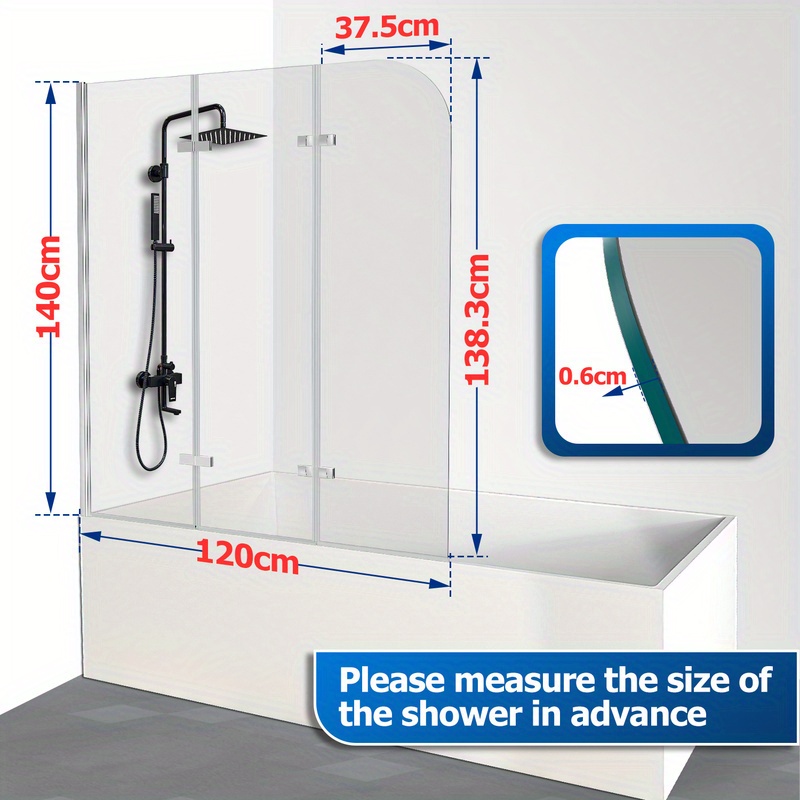 TEMU Bath Attachment Bath Top Folding Bath Screen Bathtub Partition Bath Folding Screen In Parts Folding Screen Wall Nano-glass Foldable Folding Bath