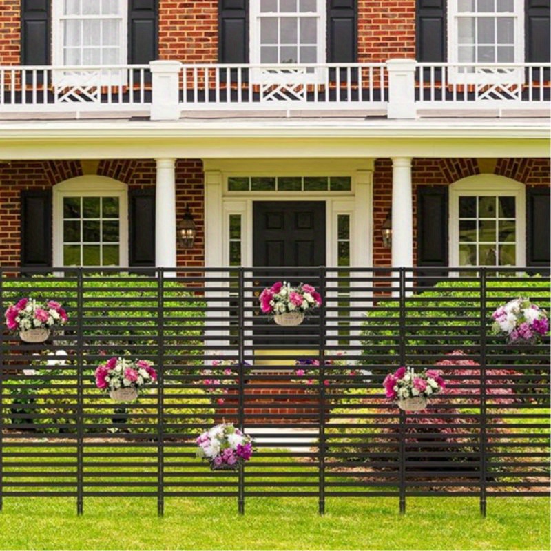 

12 Panels Privacy Fence Screen For Outside, 16ft (l) X 22. 6in (h) Modern Patio Metal Privacy Screen Fence Panels, Outdoor Privacy Fence Screen Kit, Black