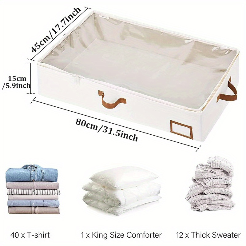 contemporary round under bed storage organizer with clear window waterproof non woven fabric multi handle large capacity multipurpose bag details 0