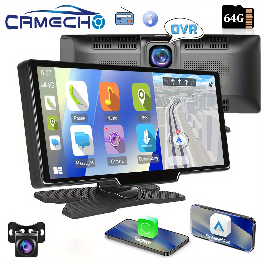 

Support d'Écran CAMECHO de 9.3 pouces pour Carplayer/ pour Auto Radio Stéréo de , Support de Link Lecteur Intelligent Portable Fil + Caméra Arrière + Carte TF de 64G