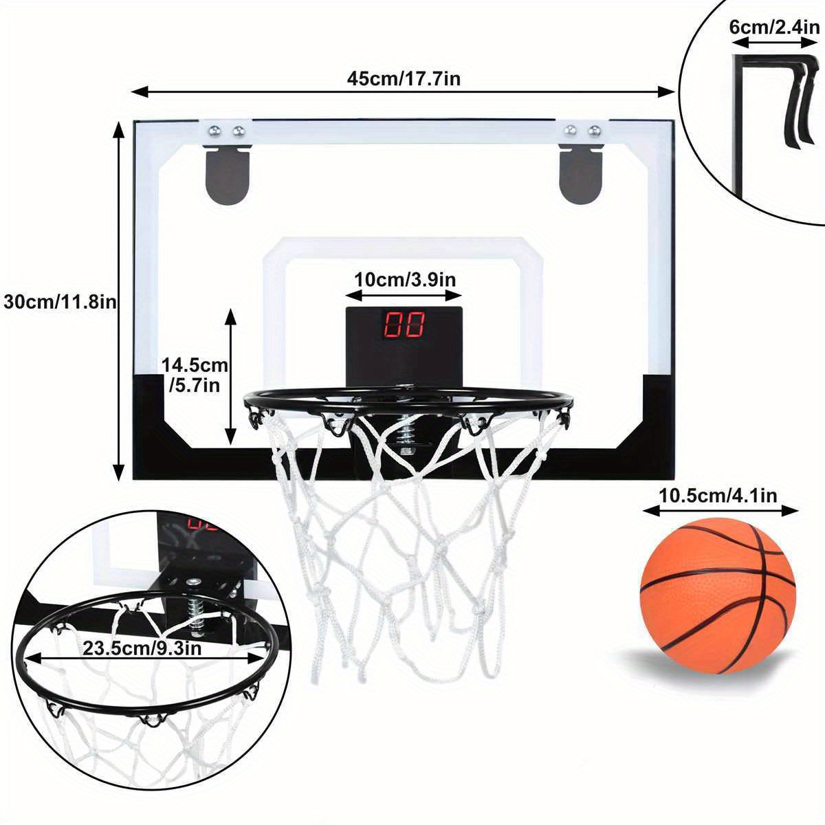 TEMU Basketball Hoop Height Adjustable Basketball Hoop Basketball System With Scoreboard Basketball Net Ball Pump Backboard 230-305 Cm