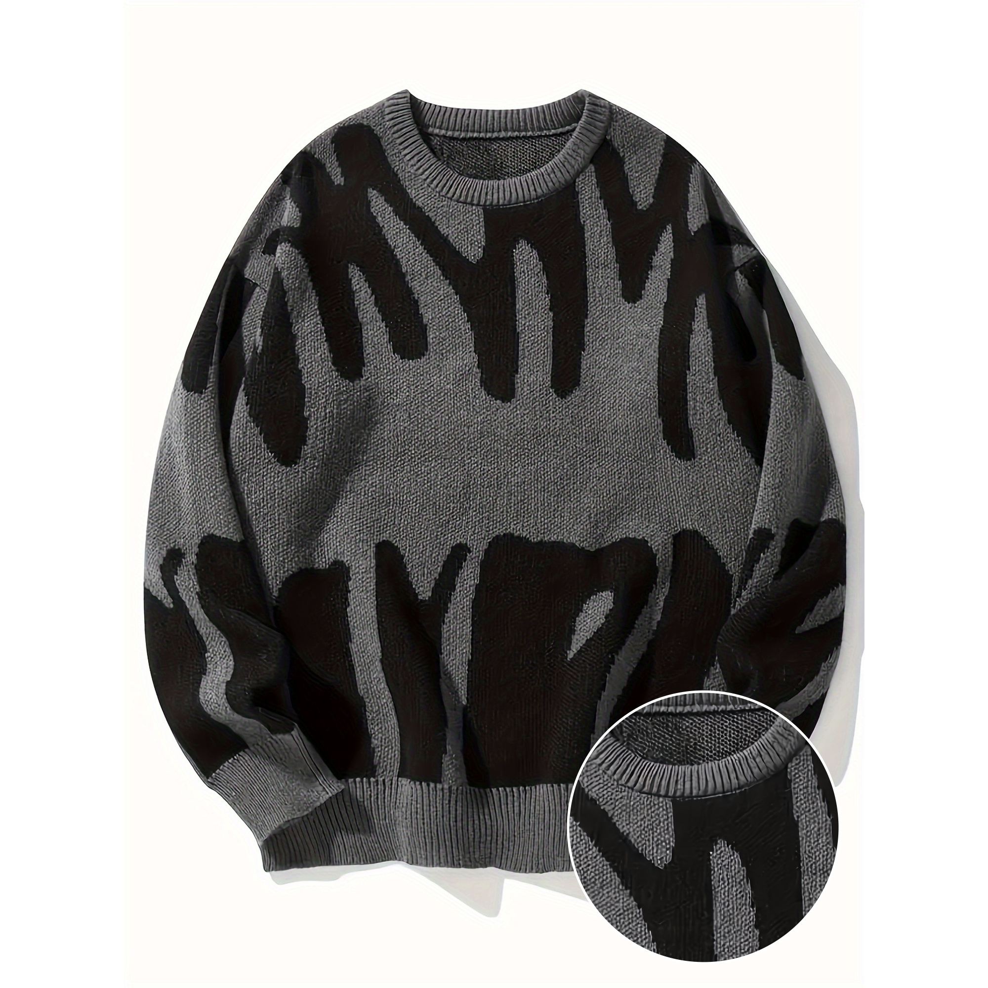 

Men's Abstract Letters Pattern Sweater For Autumn And Winter, Casual Trendy Pullover As Gift