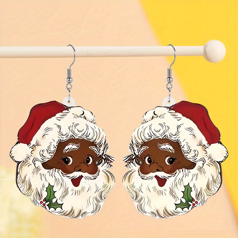 

1 Pair Of Drop Earrings Cute Santa Claus Design Daily Outfits Party Accessories Perfect Christmas Decor For Female