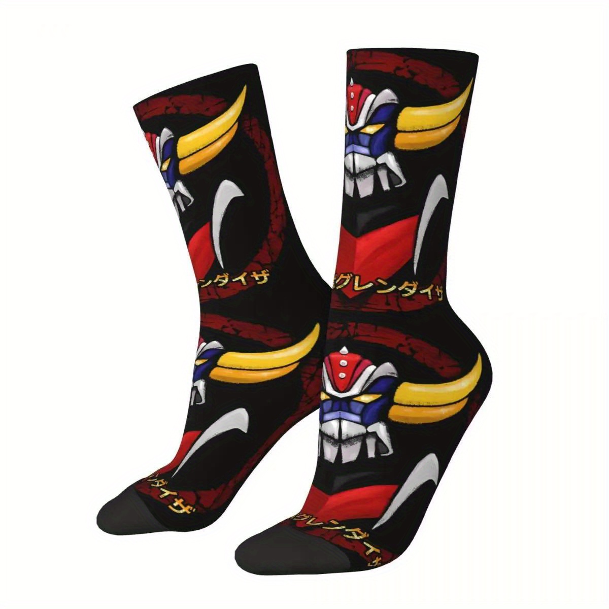 

1 Pair Woven Polyester Novelty Crew Legwear With 3d Digital Anime Print, Elastic Stretch, Moisture-wicking Fabric, Hand Wash Or Dry Clean - 95% Polyester, 5% Elastane, All-over Graphics Design