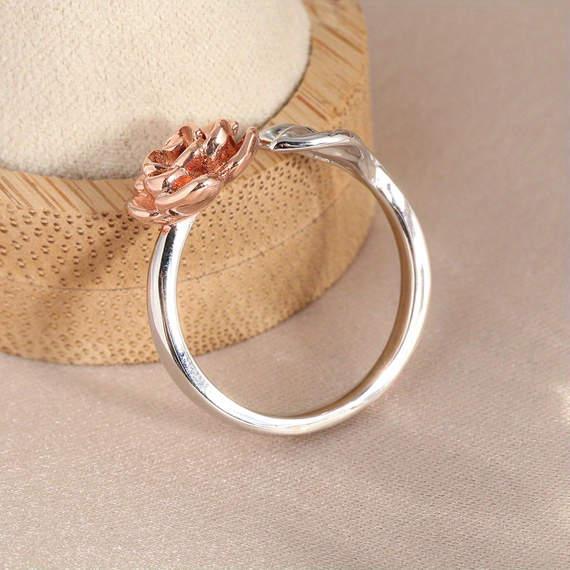 Vintage Inspired Rose & Leaf Ring in Durable Metal