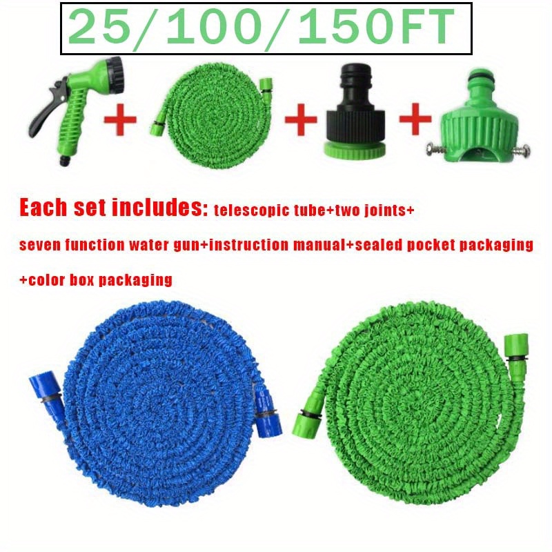 

25/ / 150ft Green And Hose - Flexible, Lightweight, , Multifunctional Gardening Nozzle Flexible Watering Hose With Spray - , Adjustable Water Flow, Garden, Lawn, And Outdoor Cleaning Needs