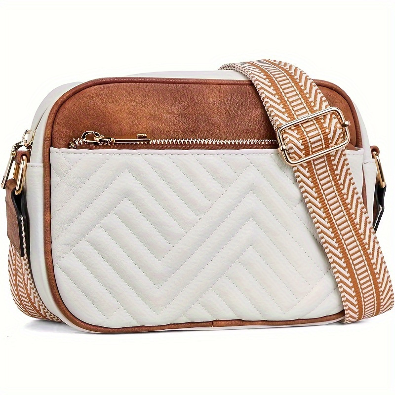 TEMU Stylish Women's Mini Crossbody Bag - Quilted Purse With Adjustable Wide Strap, Zip Closure For Daily & Travel, Small Crossbody Bag