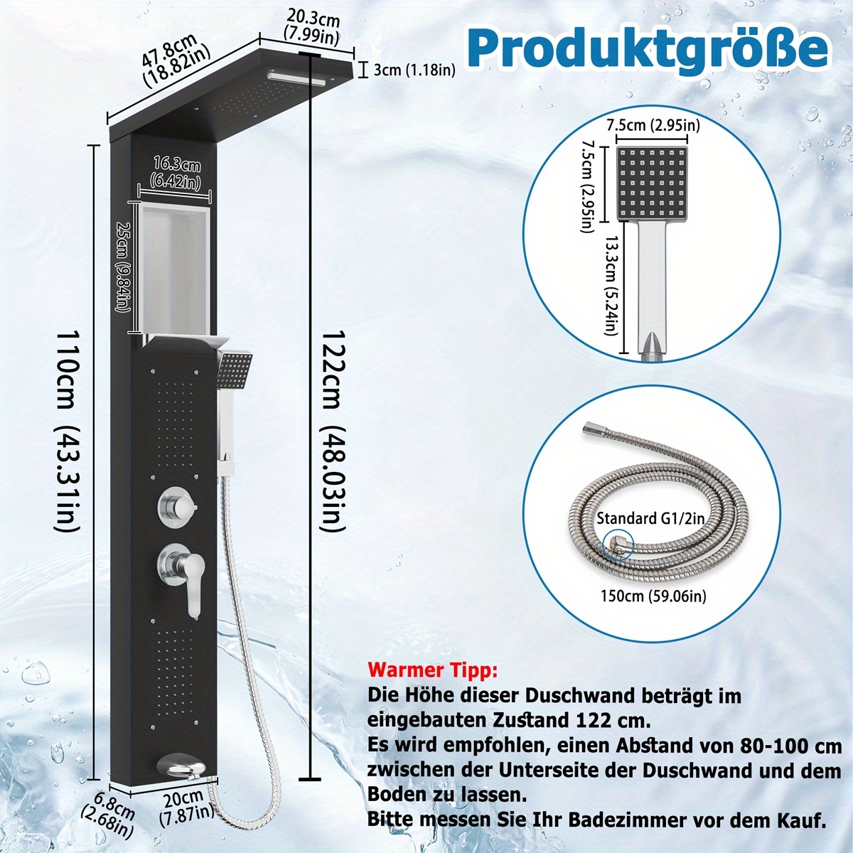 Image of Shower Shower Panel Shower Shower System Stainless Steel Rain Shower With 5 Shower