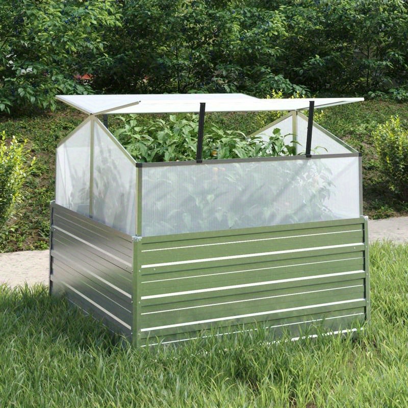 

Garden Raised Bed With Greenhouse 100x100x85cm Silvery