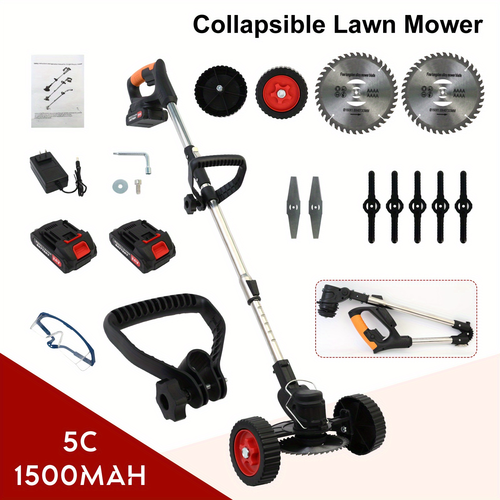 

Foldable Electric Mower -21v Lithium Battery Powered, Multi-functional Detachable Manual Trimmer Cordless Electric Mower, Wireless, Lightweight, Gardening Tool For Outdoor, Patio, Garden