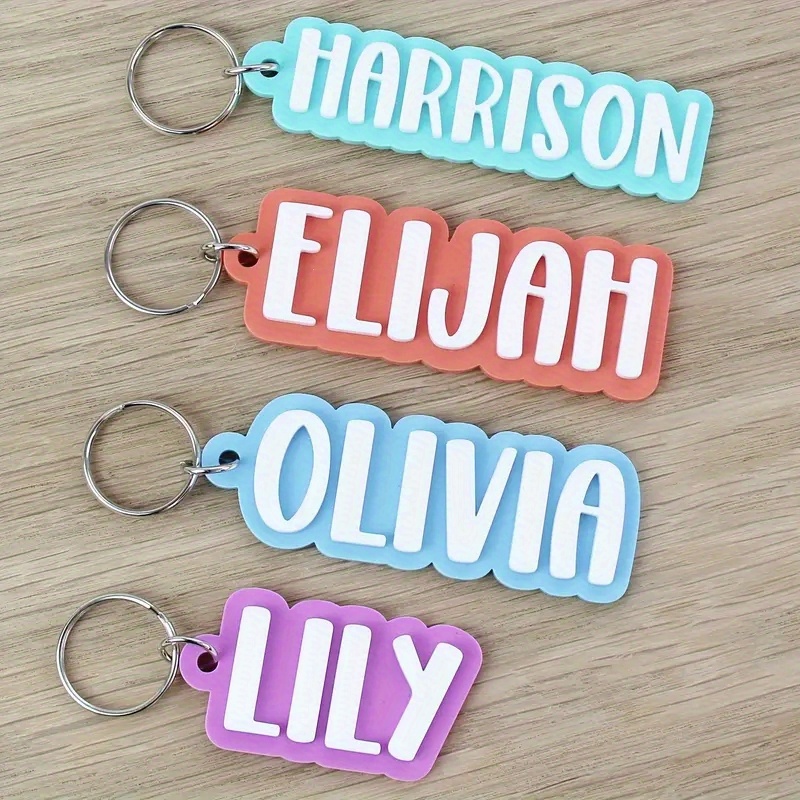 

Custom Pink Acrylic Keychain - Personalized 3d Id Double-layer Name Tag, Cute Charm For Backpacks & Bags, Perfect Diy Gift For School, Halloween & Christmas