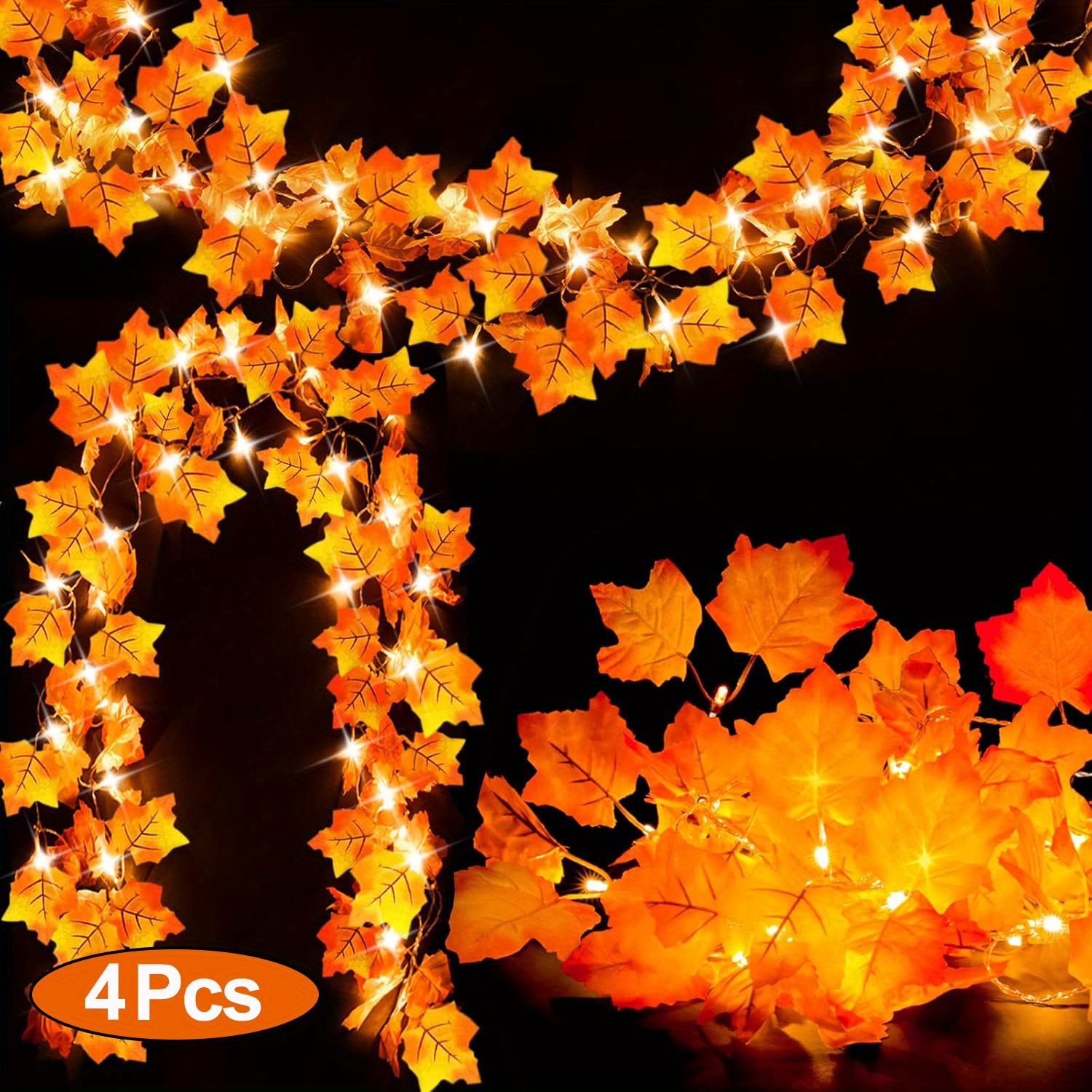Light strings Thanksgiving Pumpkin Maple - Temu