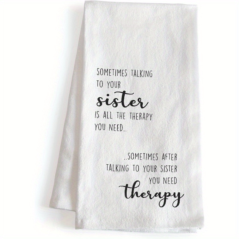 

1pcs Super Soft Polyester Woven Dish Towel With Humorous Sister Quotes, Modern Style Space-themed Oblong Kitchen Towel, Machine Washable Funny Hand Towel 18x26 Inch