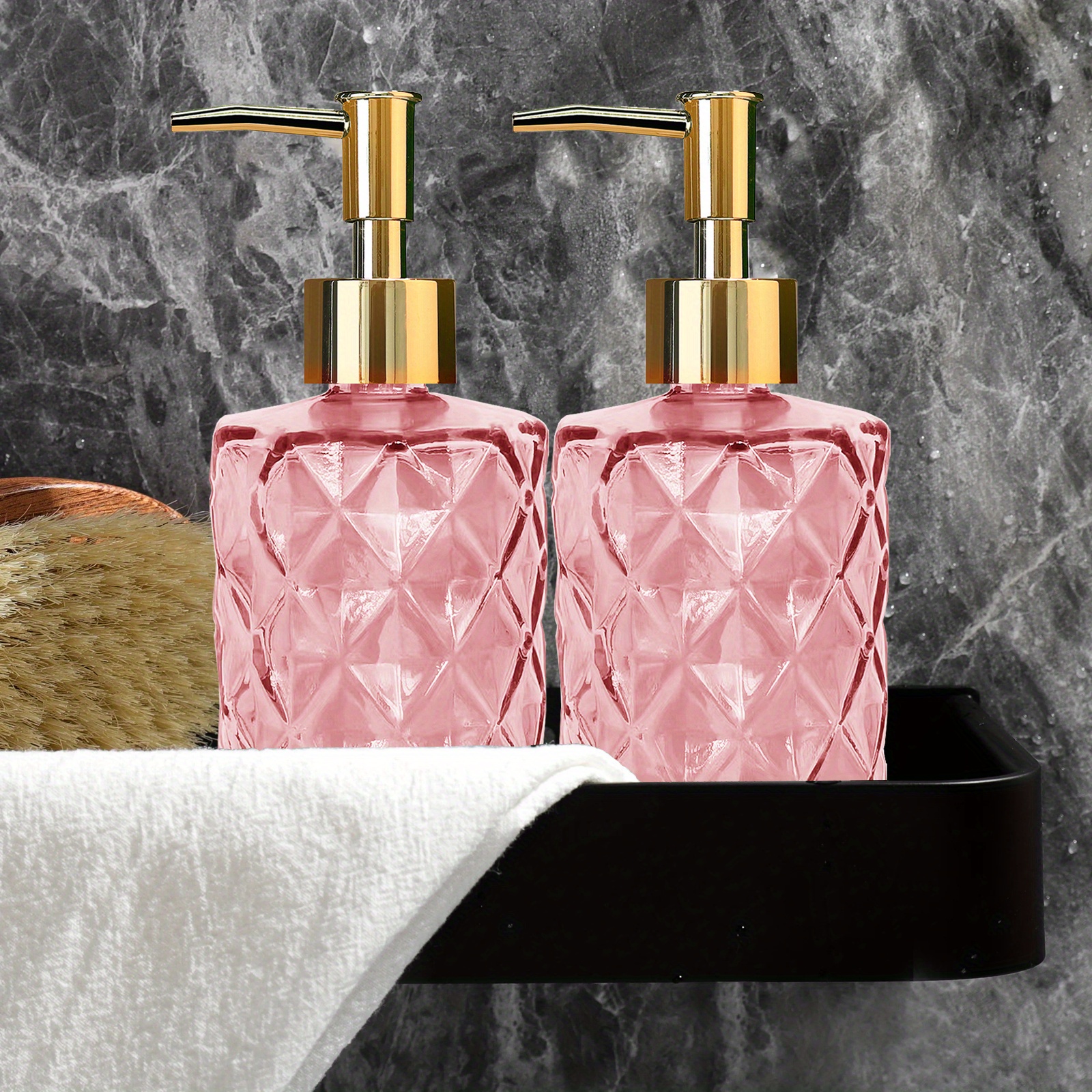 TEMU 11.16oz Diamond Pink And Golden Pump Head Hand Soap Refill Bottles (2-pack)