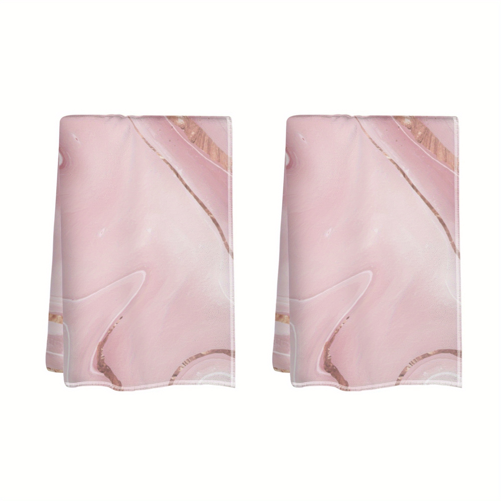 

Contemporary Pink Marble Dish Towels - 2 Pack, Super Soft Woven Polyester Kitchen Towels, Machine Washable, Breathable Towel Set For Home & Office, Cartoon Themed Oblong Dish Cloths 18x26 Inch