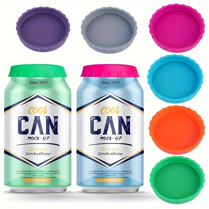 

6pcs Leakproof Silicone Can - Fit For Standard Soda & Beverage Cans, Abs Material, Reusable & Easy To Clean