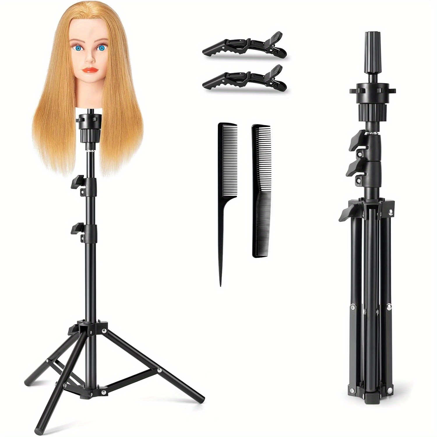 

Adjustable Wig Stand Tripod With Mannequin Head Holder, Heavy Duty Hairdressing Practice Stand, Reinforced Cosmetology Training Tripod For Hair Styling (mannequin Head Not Included)