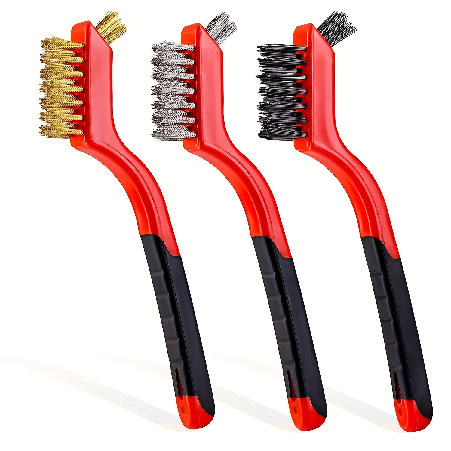 

Wire Brush Set - Deep Cleans Rust, Dirt And Paint With Curved Handle (red)