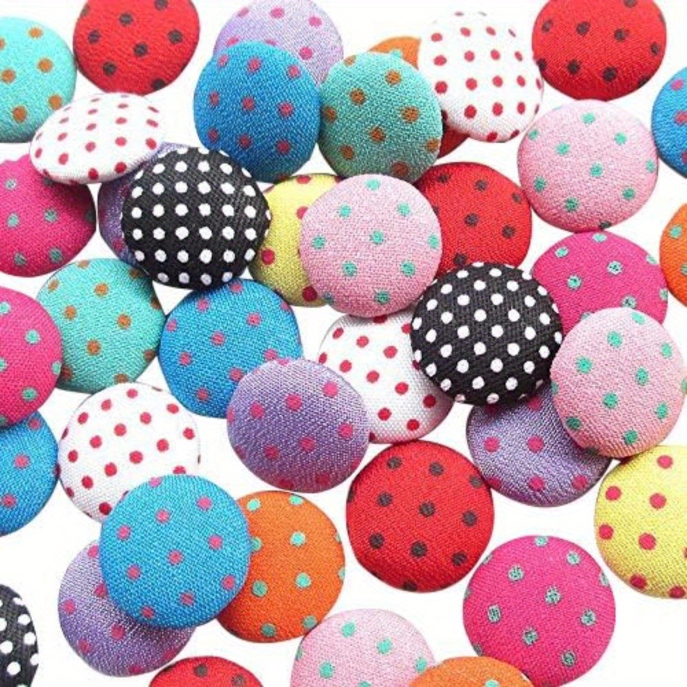 TEMU 100 bottoni a da 15 mm con rivestimento in tessuto per scrapbooking e artigianato (multicolore)
