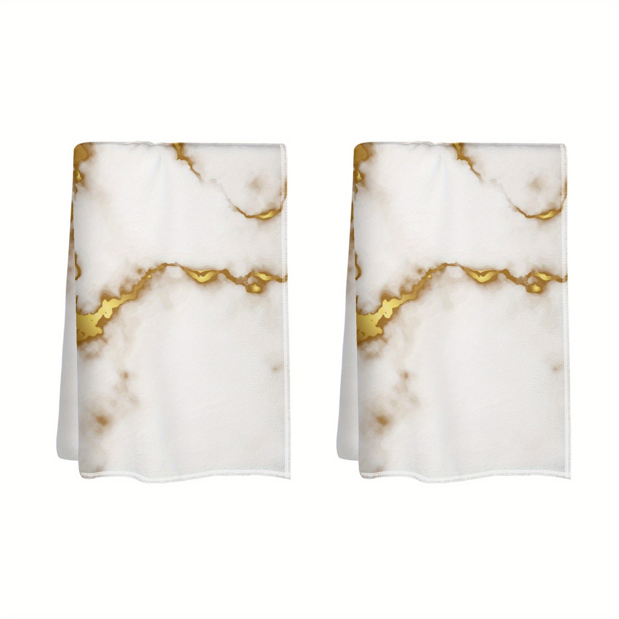 

Luxury Golden Style Marble Towels 2pcs 18x26 Inch Ultra Soft Breathable Towel Set For Home, Office