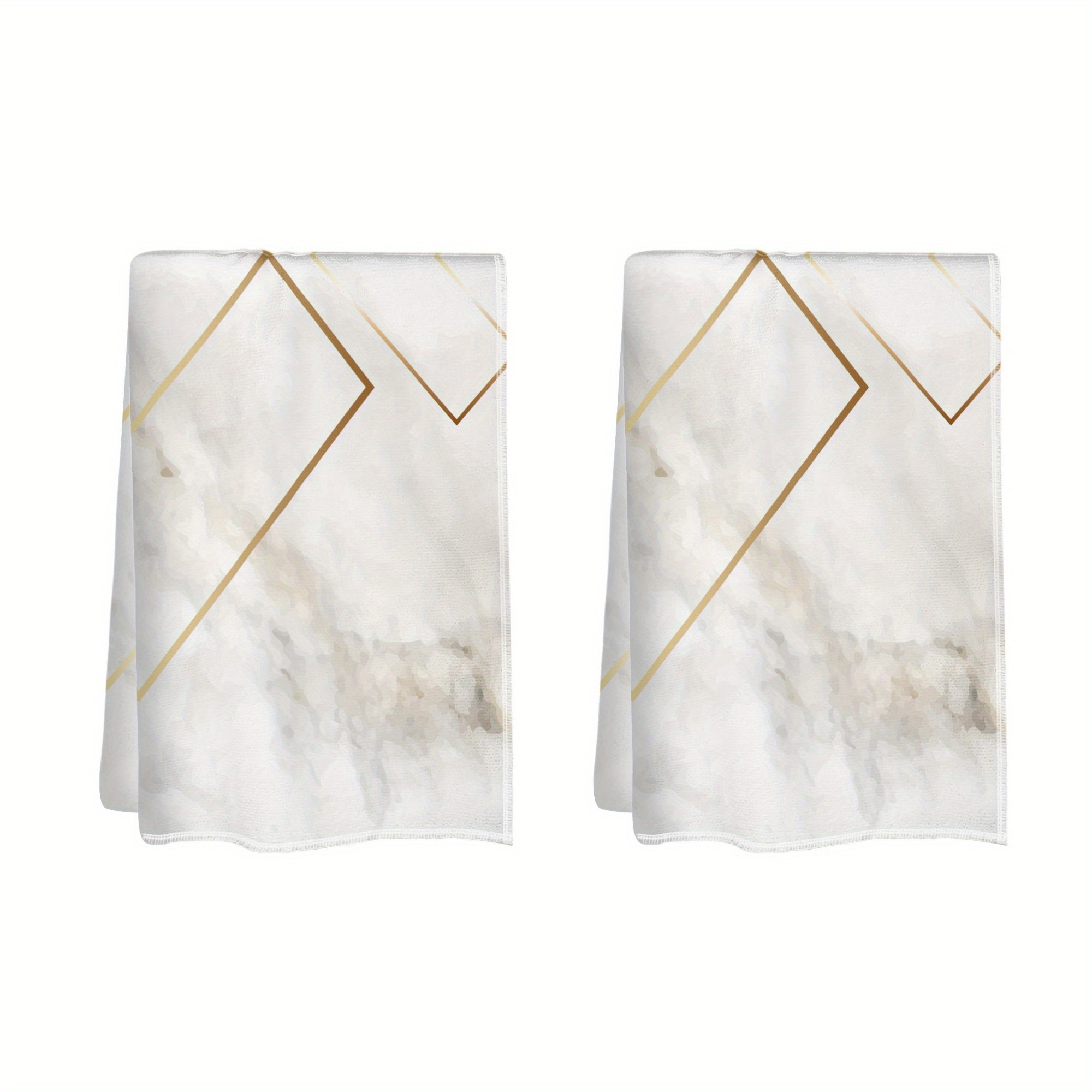 

Golden Marble Pattern Dish Towels - Set Of 2, Contemporary Woven Polyester Kitchen Towels, Super Soft Machine Washable, Oblong 18x26 Inch Breathable Towels For Home And Office