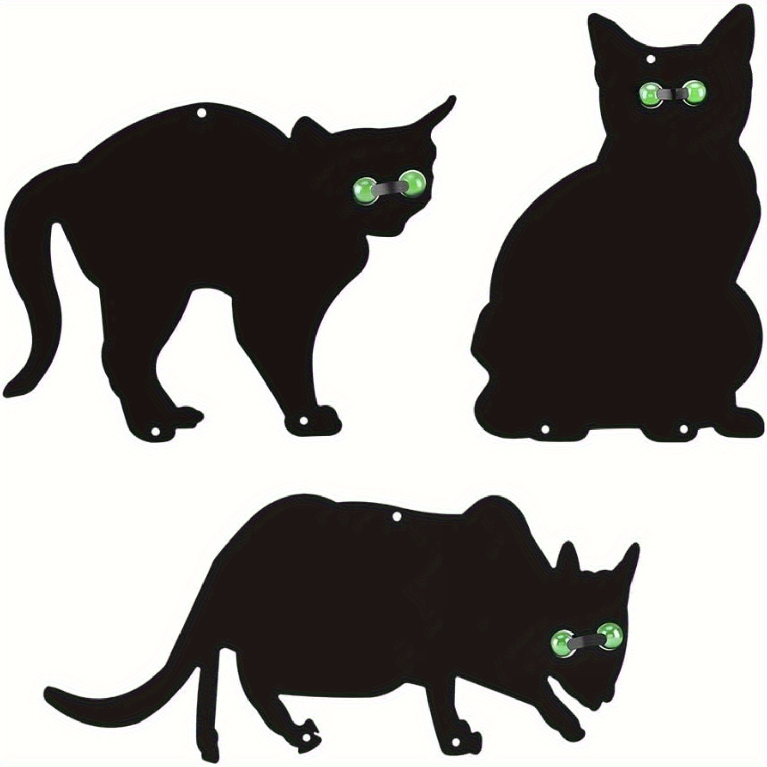 TEMU Pack Of 3 Black Cats Scarer, Garden Scare Cats With Sparkling Glass Marble Eyes, Cat Silhouette Scarers, Metal Cat Scarers For Gardens, Humane
