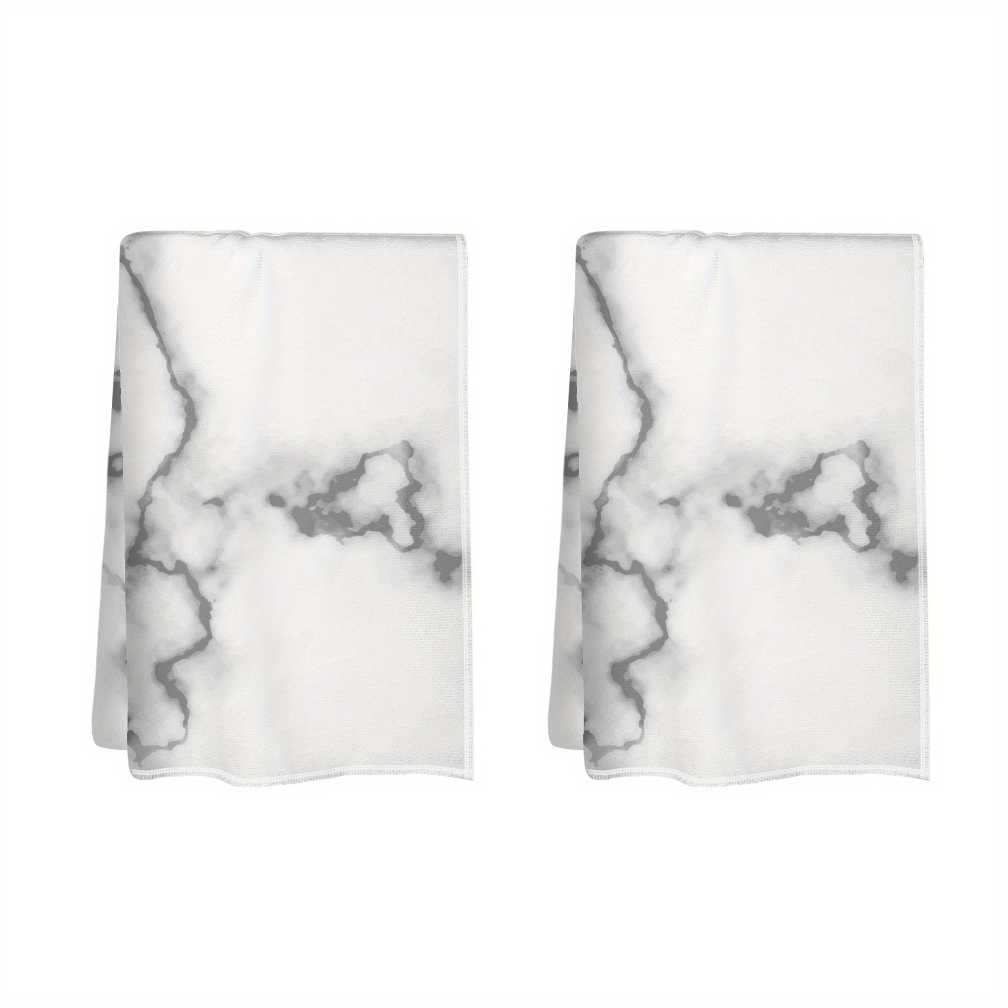 

Marble Texture Polyester Dish Towels Set Of 2, Super Soft Contemporary Kitchen Towels, Machine Washable Woven Dish Cloths, Cartoon Theme Oblong Towel Set For Home And Office (18x26 Inch)