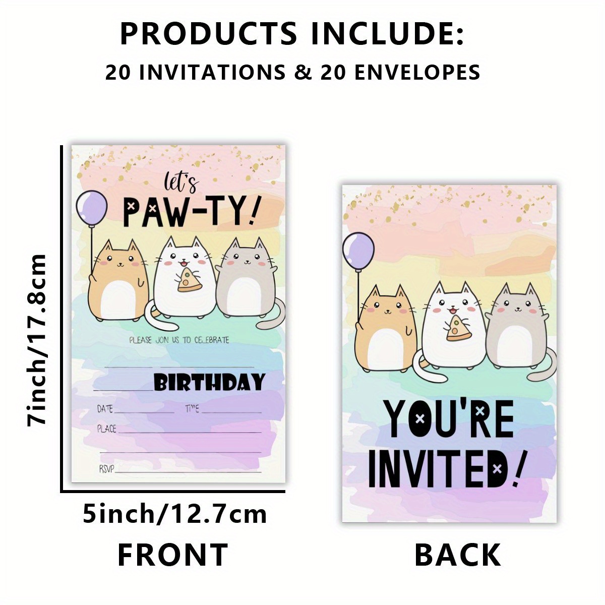 TEMU 20pcs, Birthday Party Invitations, Birthday Party Invitations For Boys, Girls Birthday Party Invitations, Birthday Invitations, Birthday