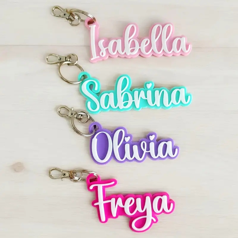 

Customizable Acrylic Name Keychain - Personalized 3d Letter With Clip - Ideal For School Bags, Luggage & Gifts - Non-electric Personal Accessory