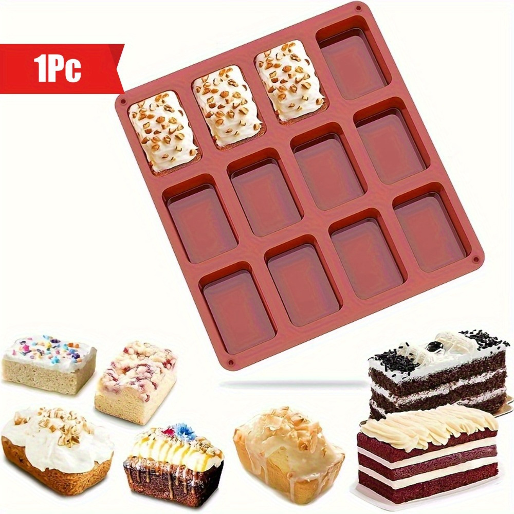 

1pc Silicone Bake Mold, 12-cavity Mini Loaf Pan For Breads, , Puddings - Kitchen Baking Tool, Silicone Bakeware