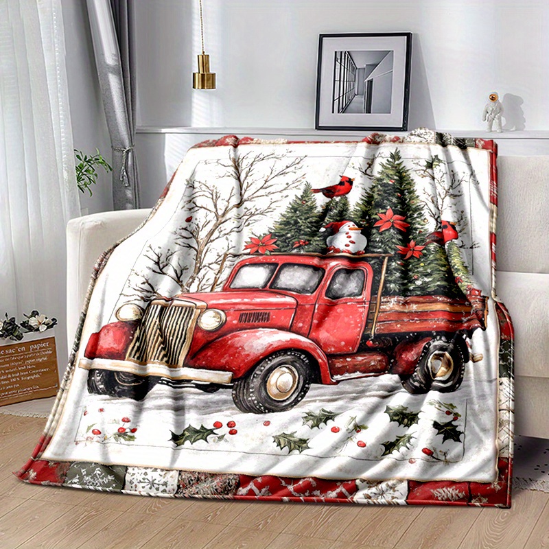 

Vintage Flannel Throw Blanket - All Seasons Soft Knitted Polyester Blanket With Animal And Floral Patterns For Sofa, Bed, Couch, Travel - Cozy Lightweight Gift For Men And Women