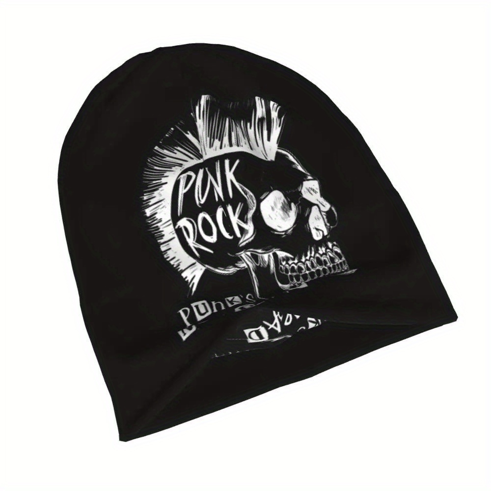 punk rock skull print knitted 95 polyester 5 - Temu
