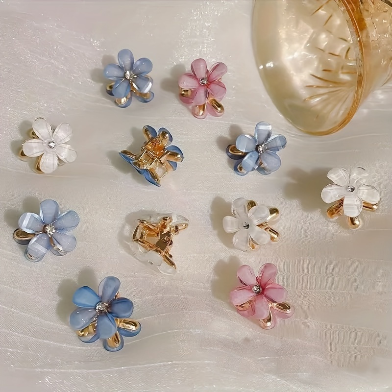 

24pcs Color Random Mini Flower Hairpin Sweet And Accessories Ins Gift- French Style Fashion Casual Daily Commuting Holiday Wearing School Gifts (opp Bag)